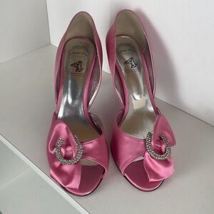 Jinny Kim Pink Satin D'Orsay Pumps 39.5